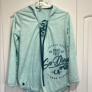 Salt Creek Women’s Mint Green Hooded Long Sleeve Top- Size S